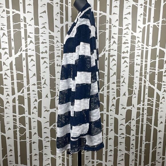 Longline Open Front Loose Knit Striped Cardigan Sweater XXL - Picture 3 of 8